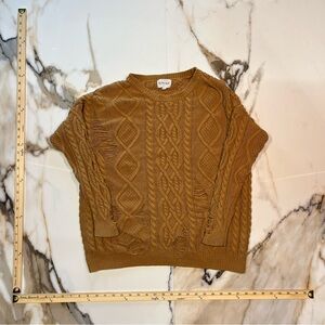 Cable Knit Distressed Sweater in Camel